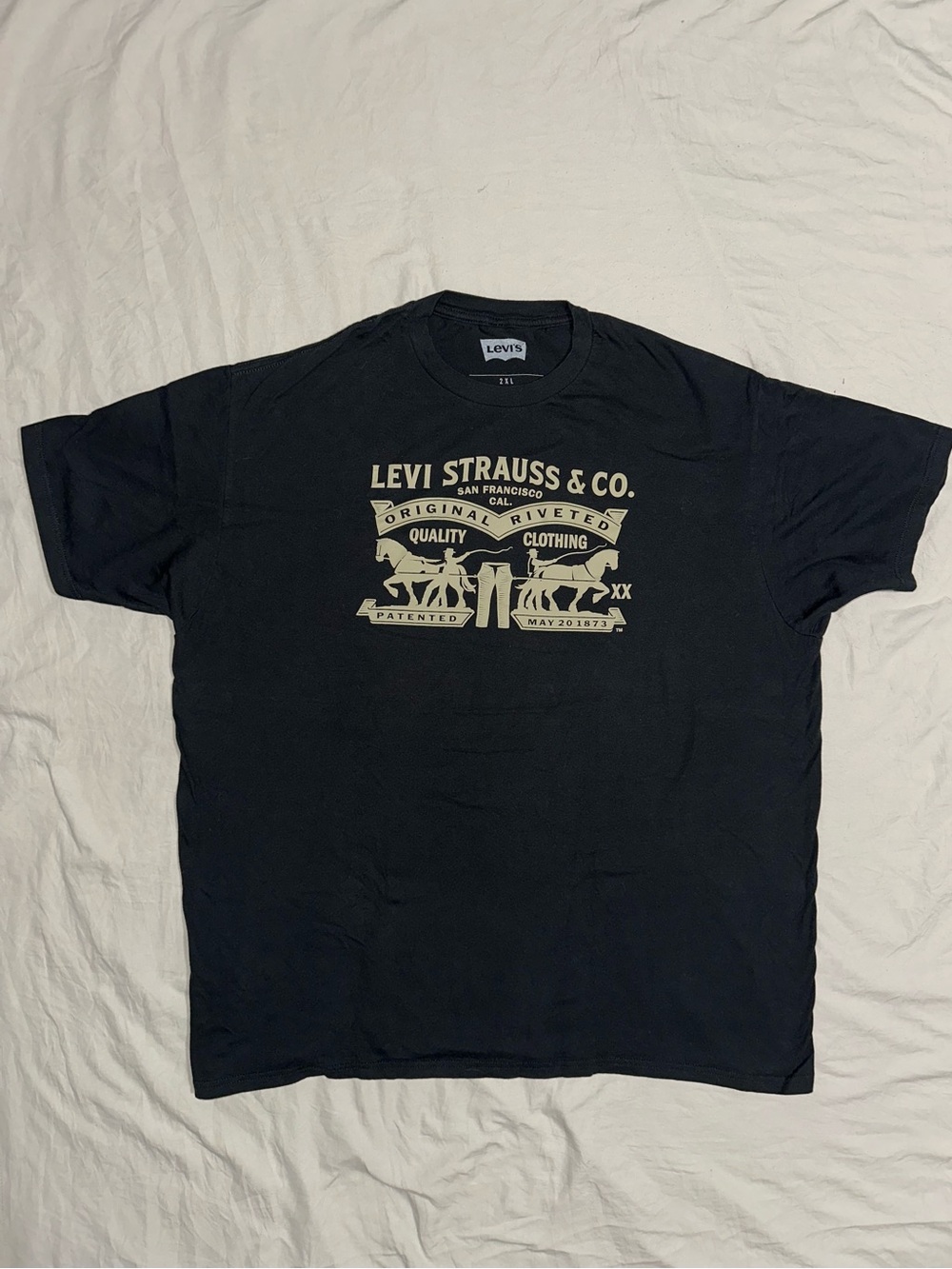 Levi's Black Tee with Beige Levi Strauss & Co. Graphic